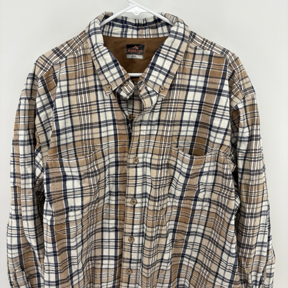 Ridgecut Toughwear Plaid Flannel Shirt Men 2XL Button Down Workwear Heavy Cotton